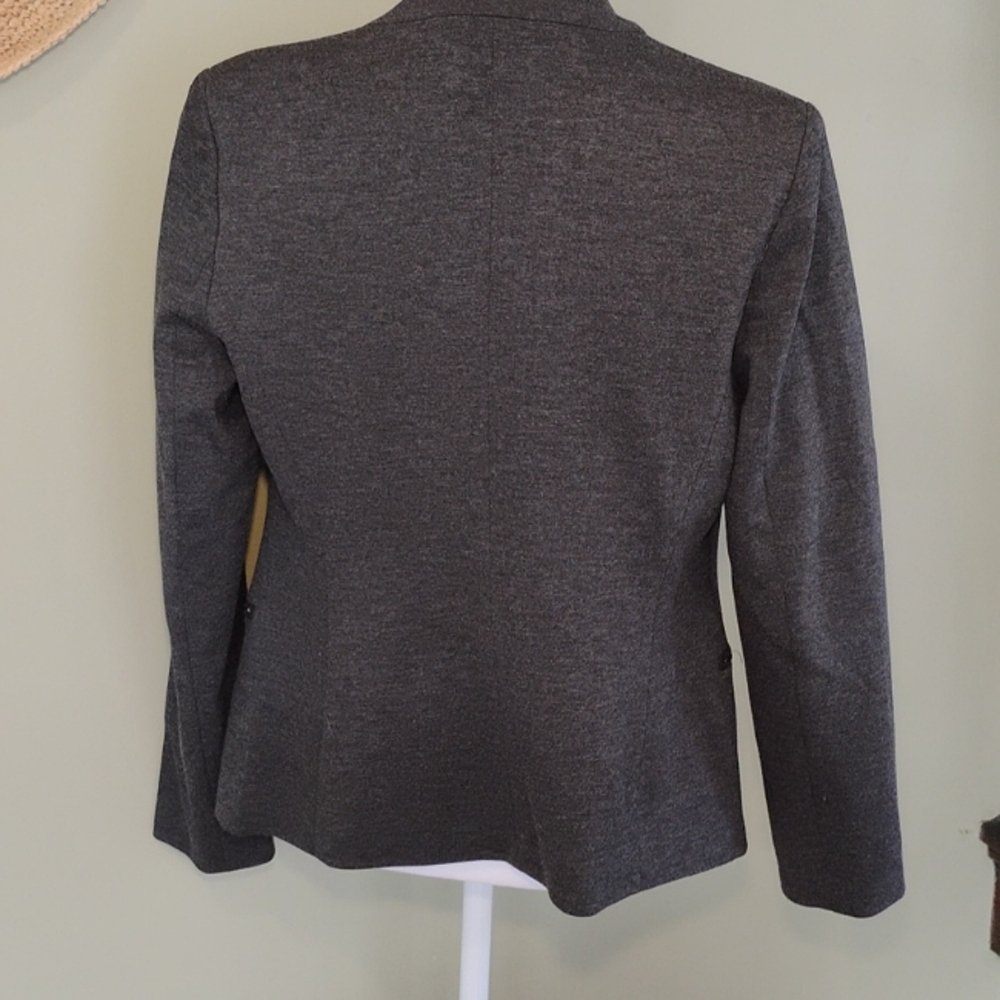 Carmen Blazer, Gray, Open Front, Lined, Zipper Pockets, Size 8 - Picture 2 of 6